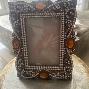 Ornate Brown and Gold Jeweled Photo Frame